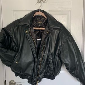 Truth by Republic Black Faux Leather Bomber Jacket